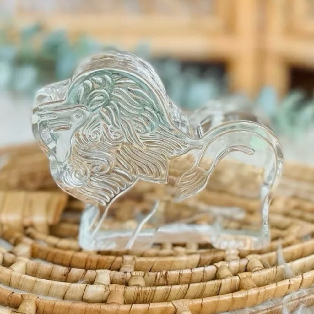 Dansk Crystal Zoo Lion Clear Glass Paperweight Naiad Einsel Mid Century Figurine